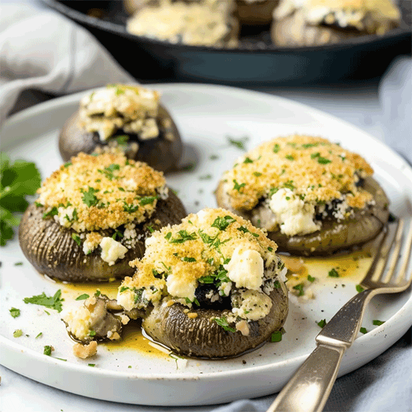 Keto Goat Cheese Stuffed Mushrooms